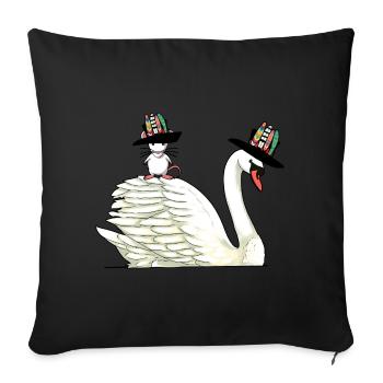 Swan Mouse Rodent Bird Hippie Friends Animals Child - Sofa pillowcase 17,3'' x 17,3'' (45 x 45 cm) - black - Front