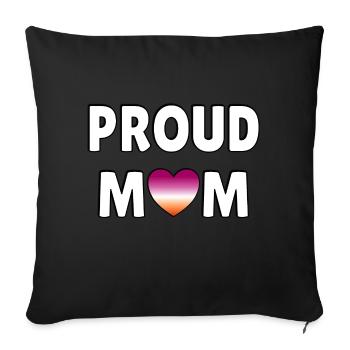 Proud mom lesbian flag heart - Sofa pillowcase 17,3'' x 17,3'' (45 x 45 cm) - black - Front