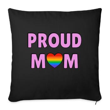 Fier maman arc-en-ciel coeur Fiers parents LGBTQ famille - Housse de coussin décorative 45 x 45 cm - noir - Devant