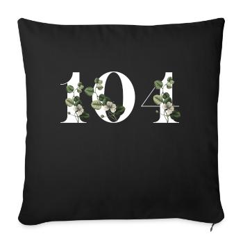 Numéro 104 floral vert - 104e anniversaire floral - Housse de coussin décorative 45 x 45 cm - noir - Devant