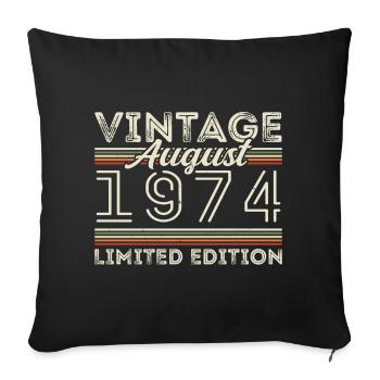 Août 1974 Légende depuis août 1974 Millésime 1974 - Housse de coussin décorative 45 x 45 cm - noir - Devant