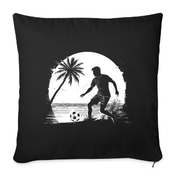 Dessin de garçon de football - Housse de coussin décorative 45 x 45 cm - noir - Devant