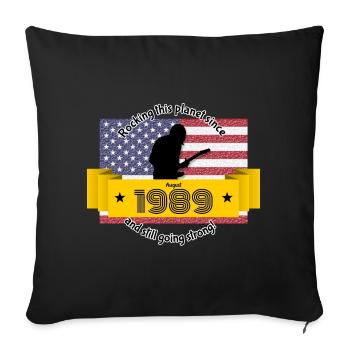 35. Anniversaire Rocker cette planète depuis 08/1989 - Housse de coussin décorative 45 x 45 cm - noir - Devant
