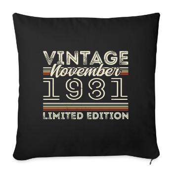 November 1981 Birthday Year November 1981 - Sofa pillowcase 17,3'' x 17,3'' (45 x 45 cm) - black - Front