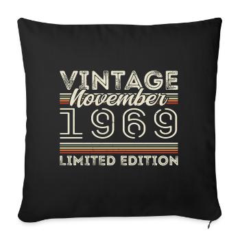 November 1969 Birthday Year November 1969 - Sofa pillowcase 17,3'' x 17,3'' (45 x 45 cm) - black - Front