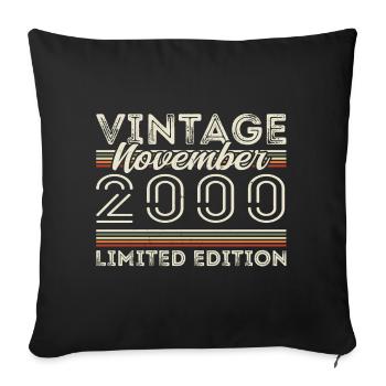 November 2000 Birthday Year November 2000 - Sofa pillowcase 17,3'' x 17,3'' (45 x 45 cm) - black - Front