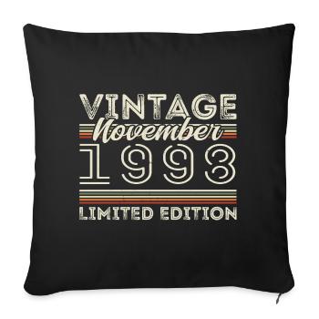 November 1998 Birthday Year November 1998 - Sofa pillowcase 17,3'' x 17,3'' (45 x 45 cm) - black - Front