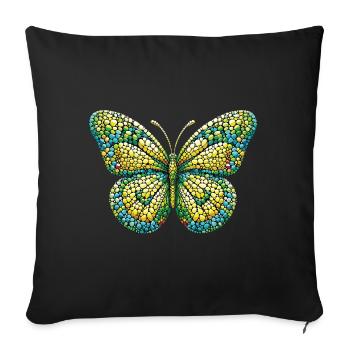 Mosaic Butterfly: Unique Insect Art - Sofa pillowcase 17,3'' x 17,3'' (45 x 45 cm) - black - Front