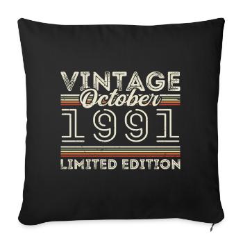 Octobre 1991 Geburtstag Octobre 1991 Cadeau d’anniversaire - Housse de coussin décorative 45 x 45 cm - noir - Devant