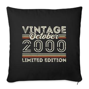 Oktober 2000 Geburtstag October 2000 Birthday Gift - Sofa pillowcase 17,3'' x 17,3'' (45 x 45 cm) - black - Front