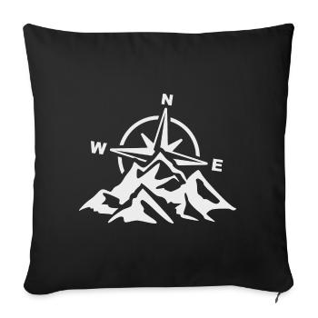 Compass Mountains Hiking Adventure - Sofa pillowcase 17,3'' x 17,3'' (45 x 45 cm) - black - Front