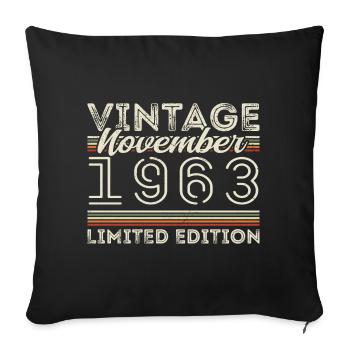 Né en novembre 1963 Anniversaire novembre 1963 - Housse de coussin décorative 45 x 45 cm - noir - Devant