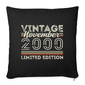 Vintage November 2000 Birthday November 2000 - Sofa pillowcase 17,3'' x 17,3'' (45 x 45 cm) - black - Front