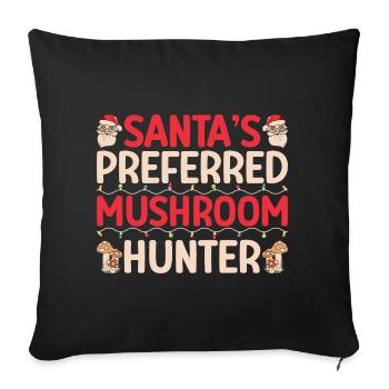 Chasseur de champignons Chasseur préféré du Père Noël - Housse de coussin décorative 45 x 45 cm - noir - Devant