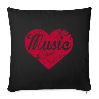 Music Heart - Sofa pillowcase 17,3'' x 17,3'' (45 x 45 cm) - black - Front