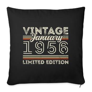 Janvier 1956 Né en 1956 - Date de naissance Janvier 1956 - Housse de coussin décorative 45 x 45 cm - noir - Devant