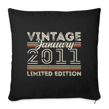 January 2011 Vintage 2011 - Birthday January 2011 - Sofa pillowcase 17,3'' x 17,3'' (45 x 45 cm) - black - Front