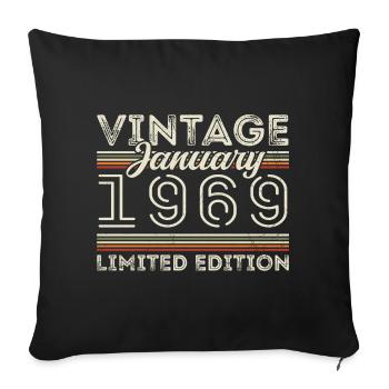 Janvier 1969 Né en 1969 - Anniversaire Janvier 1969 - Housse de coussin décorative 45 x 45 cm - noir - Devant