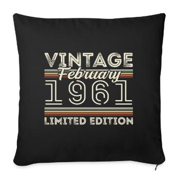 Février 1961 Cadeau d’anniversaire - Février 1961 - Housse de coussin décorative 45 x 45 cm - noir - Devant