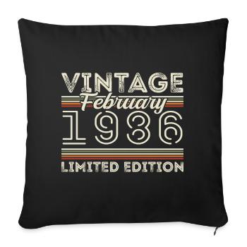 Février 1986 Cadeau d’anniversaire - Février 1986 - Housse de coussin décorative 45 x 45 cm - noir - Devant