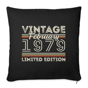 February 1979 Anniversary Gift - February 1979 - Sofa pillowcase 17,3'' x 17,3'' (45 x 45 cm) - black - Front