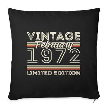 Cadeau d’anniversaire de février 1972 - Février 1972 - Housse de coussin décorative 45 x 45 cm - noir - Devant