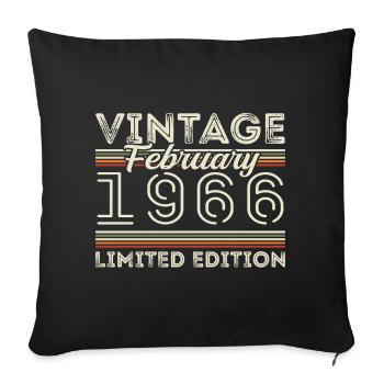 Février 1966 Cadeau d’anniversaire - Février 1966 - Housse de coussin décorative 45 x 45 cm - noir - Devant