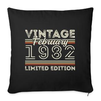 Février 1982 Cadeau d’anniversaire - Février 1982 - Housse de coussin décorative 45 x 45 cm - noir - Devant