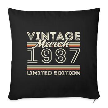 March 1987 Vintage 1987 Birthday Gift March - Sofa pillowcase 17,3'' x 17,3'' (45 x 45 cm) - black - Front