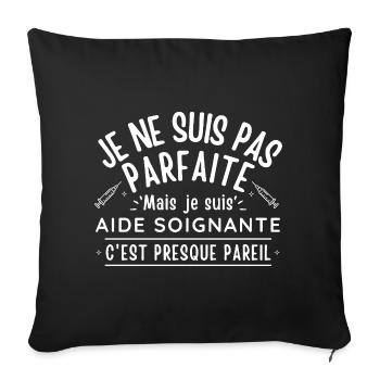 Cadeau Aide soignante - Housse de coussin décorative 45 x 45 cm - noir - Devant