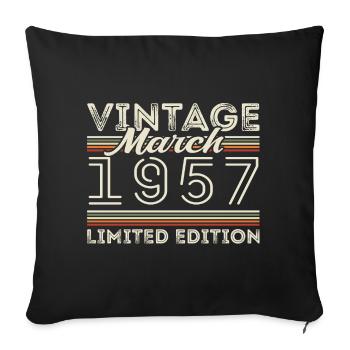 Mars 1957 Millésime 1957 Cadeau d’anniversaire Mars - Housse de coussin décorative 45 x 45 cm - noir - Devant