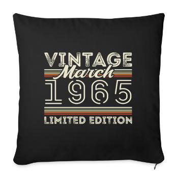 March 1965 Vintage 1965 Birthday Gift March - Sofa pillowcase 17,3'' x 17,3'' (45 x 45 cm) - black - Front