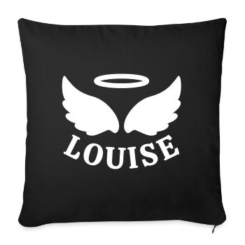 Louise, la France à peur, 11 ans, petite ange - Housse de coussin décorative 45 x 45 cm - noir - Devant