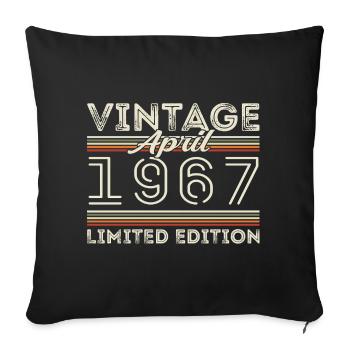 Avril 1967, Né en avril 1967 - 58e anniversaire - Housse de coussin décorative 45 x 45 cm - noir - Devant