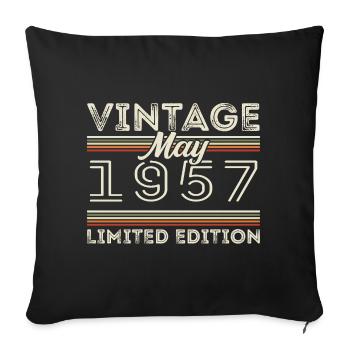 May 1957 Birthday 1957, Legendary since May 1957 - Sofa pillowcase 17,3'' x 17,3'' (45 x 45 cm) - black - Front