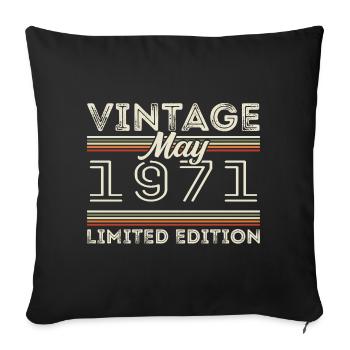 Mai 1971 Geburtstag 1971, Legendär seit Mai 1971 - Sofakissenbezug 45 x 45 cm - Schwarz - Vorne