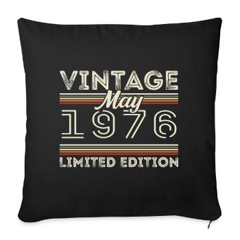 Mai 1976 Anniversaire 1976, Légendaire depuis mai 1976 - Housse de coussin décorative 45 x 45 cm - noir - Devant