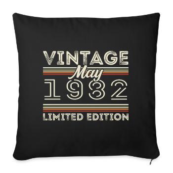 Mai 1982 Anniversaire 1982, Légendaire depuis mai 1982 - Housse de coussin décorative 45 x 45 cm - noir - Devant