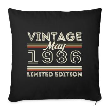 Mai 1986 Anniversaire 1986, Légendaire depuis mai 1986 - Housse de coussin décorative 45 x 45 cm - noir - Devant
