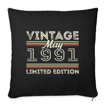 Mai 1991 Anniversaire 1991, Légendaire depuis mai 1991 - Housse de coussin décorative 45 x 45 cm - noir - Devant