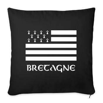 T Shirt BRETAGNE Drapeau Breton - Housse de coussin décorative 45 x 45 cm - noir - Devant
