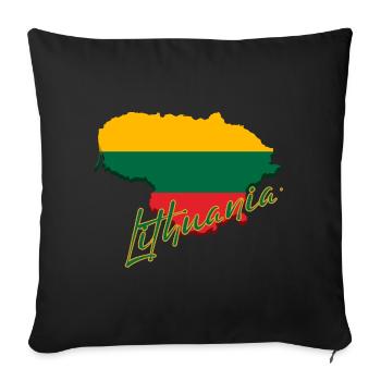 Map of Lithuania, flag of Lithuania - Sofa pillowcase 17,3'' x 17,3'' (45 x 45 cm) - black - Front