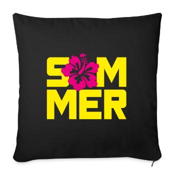 Sommer Hawai Blüte Urlaub Ferien Flower Power Sun - Sofakissenbezug 45 x 45 cm - Schwarz - Vorne