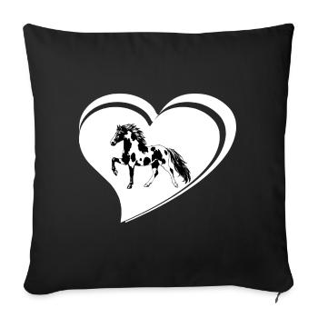 Edles Islandpferd Schecke im Tölt Damen Mädchen - Sofakissenbezug 45 x 45 cm - Schwarz - Vorne