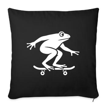 Minimalist Frog Toad Toad Skateboarder - Sofa pillowcase 17,3'' x 17,3'' (45 x 45 cm) - black - Front