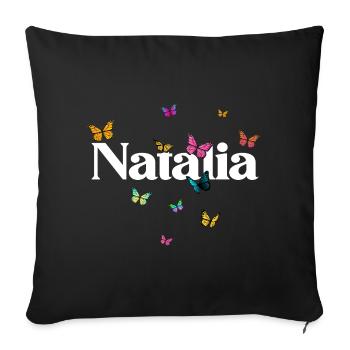 Beautiful girl's name with butterflies NATALIA - Sofa pillowcase 17,3'' x 17,3'' (45 x 45 cm) - black - Front