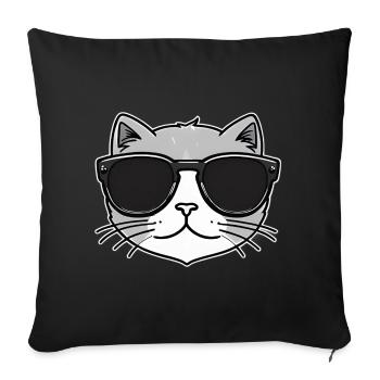 Chat peint cool avec des lunettes de soleil - Housse de coussin décorative 45 x 45 cm - noir - Devant
