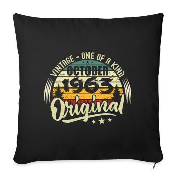 Cadeau Anniversaire Octobre 1963 - Housse de coussin décorative 45 x 45 cm - noir - Devant