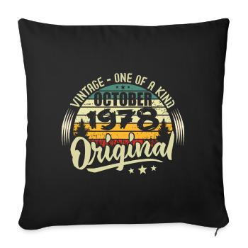 Cadeau Anniversaire Octobre 1978 - Housse de coussin décorative 45 x 45 cm - noir - Devant