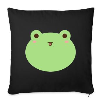 Cute Frog Cartoon Face Design - Sofa pillowcase 17,3'' x 17,3'' (45 x 45 cm) - black - Front
